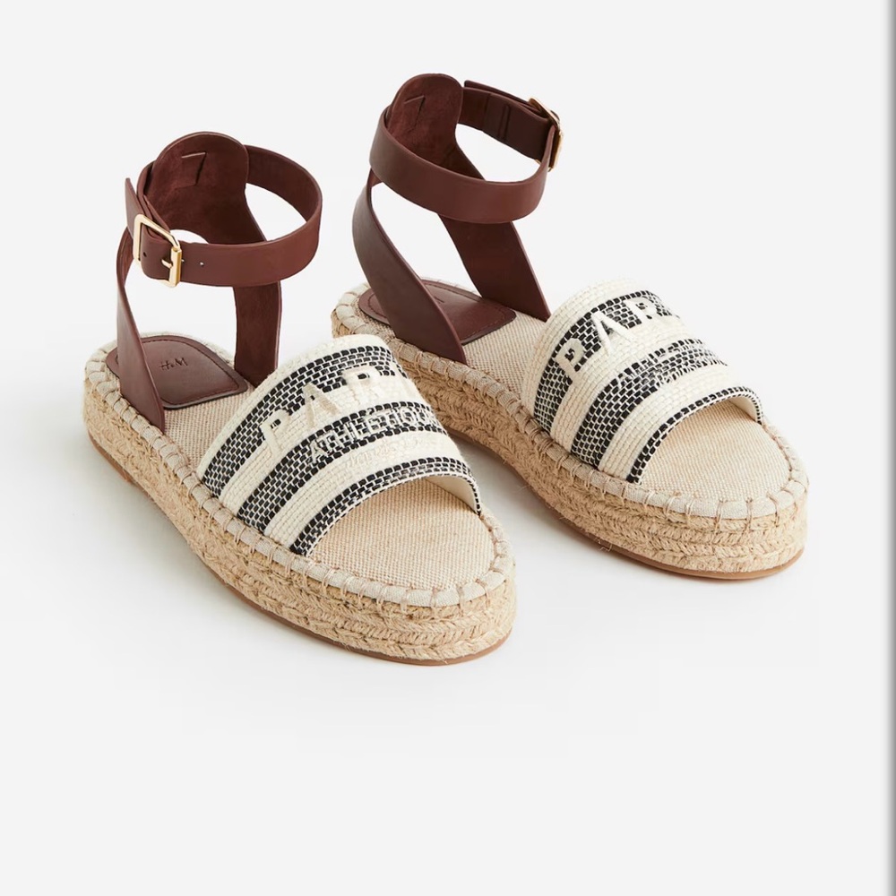 H&M Espadrille low wedge Sandals with Ankle Strap